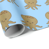 Schattigee Octopus Cartoon Borduurwerk Print Custo Cadeaupapier (Rol Hoek)