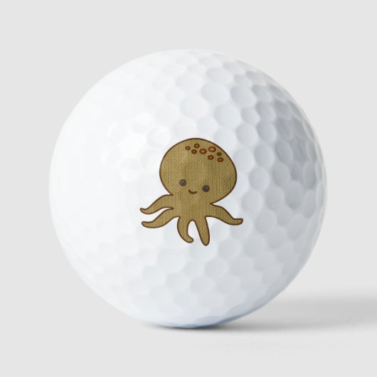 Schattigee Octopus Cartoon Borduurwerk Print Golfballen (Voorkant)