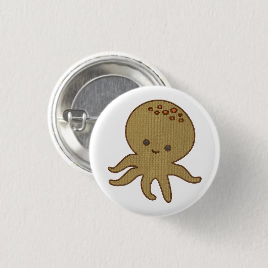 Schattigee Octopus Cartoon Borduurwerk Print Ronde Button 3,2 Cm (Voorkant /achterkant)