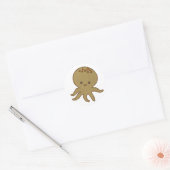 Schattigee Octopus Cartoon Borduurwerk Print Ronde Sticker (Envelop)