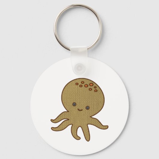 Schattigee Octopus Cartoon Borduurwerk Print Sleutelhanger (Voorkant)