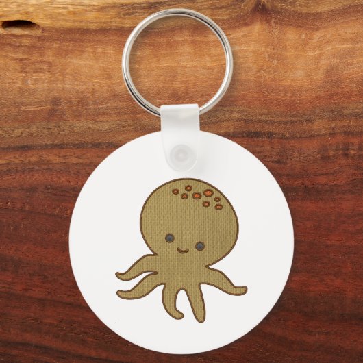Schattigee Octopus Cartoon Borduurwerk Print Sleutelhanger (Achterkant)