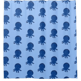 Schattigee Octopus Cartoon Oude Papier Print Douchegordijn