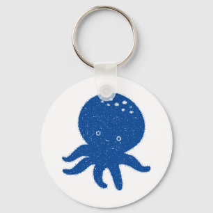 Schattigee Octopus Cartoon Oude Papier Print Sleutelhanger