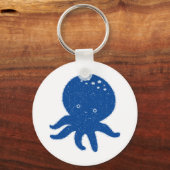 Schattigee Octopus Cartoon Oude Papier Print Sleutelhanger (Achterkant)