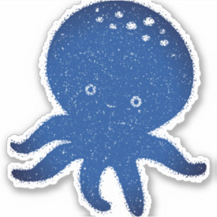 Schattigee Octopus Cartoon Oude Papier Print Sticker