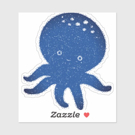 Schattigee Octopus Cartoon Oude Papier Print Sticker (Vel)