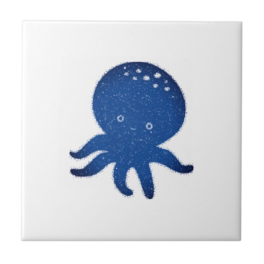 Schattigee Octopus Cartoon Oude Papier Print Tegeltje (Voorkant)