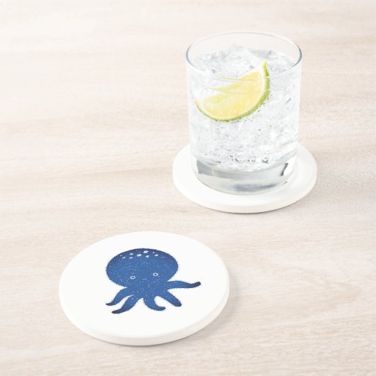 Schattigee Octopus Cartoon Oude Papier Print Zandsteen Onderzetter (Zijkant)