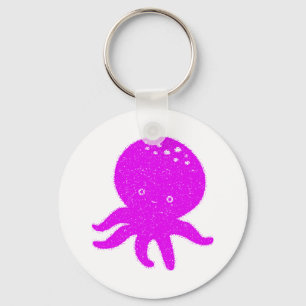 Schattigee Octopus Cartoon Oude Print Papier Sleutelhanger