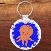 Schattigee Octopus Cartoon Paint Splash Sleutelhanger (Achterkant)