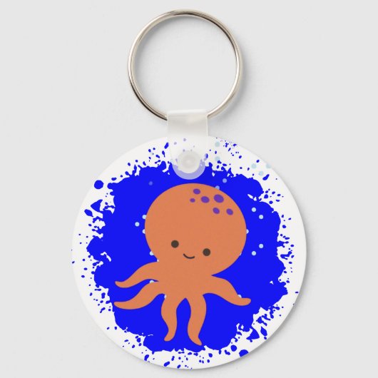 Schattigee Octopus Cartoon Paint Splash Sleutelhanger (Achterkant)