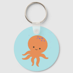 Schattigee Octopus Cartoon Pastel Blauw Sleutelhanger