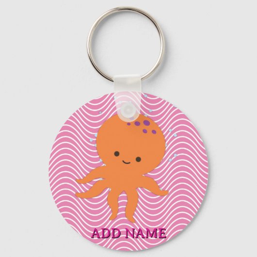 Schattigee Octopus Cartoon Schattige Roze Sleutelhanger (Voorkant)