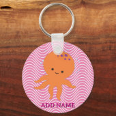 Schattigee Octopus Cartoon Schattige Roze Sleutelhanger (Achterkant)
