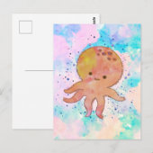 Schattigee octopus Cartoon Waterverf Briefkaart (Voorkant / Achterkant)