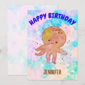 Schattigee octopus Cartoon Waterverf Kaart (Voorkant / Achterkant)