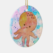 Schattigee octopus Cartoon Waterverf Keramisch Ornament (Rechts)