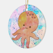 Schattigee octopus Cartoon Waterverf Keramisch Ornament (Links)