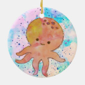 Schattigee octopus Cartoon Waterverf Keramisch Ornament (Achterkant)
