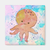 Schattigee octopus Cartoon Waterverf Magneet (Voorkant)