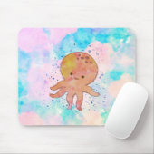 Schattigee octopus Cartoon Waterverf Muismat (Met muis)