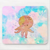 Schattigee octopus Cartoon Waterverf Muismat (Voorkant)