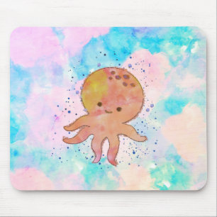 Schattigee octopus Cartoon Waterverf Muismat