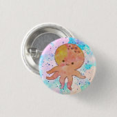 Schattigee octopus Cartoon Waterverf Ronde Button 3,2 Cm (Voorkant /achterkant)