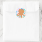 Schattigee octopus Cartoon Waterverf Ronde Sticker (Tas)