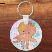 Schattigee octopus Cartoon Waterverf Sleutelhanger (Achterkant)