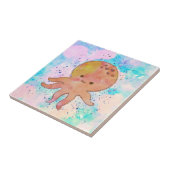 Schattigee octopus Cartoon Waterverf Tegeltje (Zijkant)