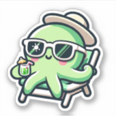 Schattigee Octopus Custom-Cut Vinyl Stickers (Voorkant)