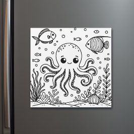 Schattigee octopus en vis | Kleurplaat van kind