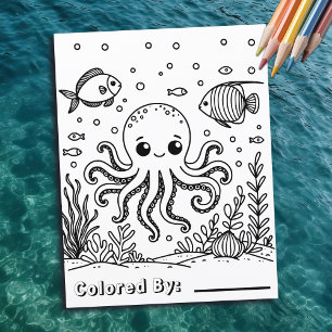 Schattigee octopus en vis Kleurplaat van kind
