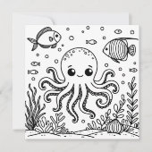 Schattigee octopus en vis | Kleurplaat van kind (Voorkant)