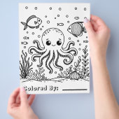 Schattigee octopus en vis | Kleurplaat van kind Flyer (Hand)