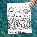 Schattigee octopus en vis | Kleurplaat van kind Flyer<br><div class="desc">Een schattige octopus,  vis en koraal zee schepsel thema kleurplaat flyers voor kinderen. Koop kleurplaten in bulk voor kinderen,  scholen en verjaardagsfeestjes.</div>