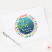Schattigee octopus; kleurrijke Chevron Kind's verj Ronde Sticker (Envelop)