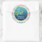 Schattigee octopus; kleurrijke Chevron Kind's verj Ronde Sticker (Tas)