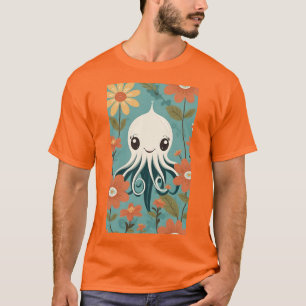 Schattigee octopus met bloemen t-shirt