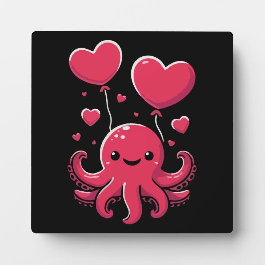 Schattigee octopus met hartballonnen, Valentijnsda Fotoplaat (Voorkant)