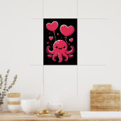 Schattigee octopus met hartballonnen, Valentijnsda Poster (Keuken)
