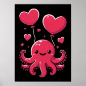 Schattigee octopus met hartballonnen, Valentijnsda Poster (Voorkant)