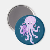 Schattigee Octopus Mom Tekening Art Magneet (Voorkant / Achterkant)
