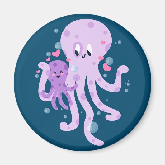 Schattigee Octopus Mom Tekening Art Magneet (Voorkant)