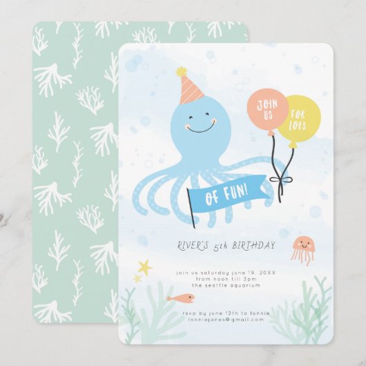 Schattigee octopus onder het Zee Kaart (Voorkant / Achterkant)