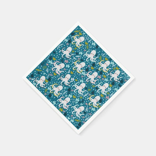 Schattigee Octopus Papieren servetten (Hoek)