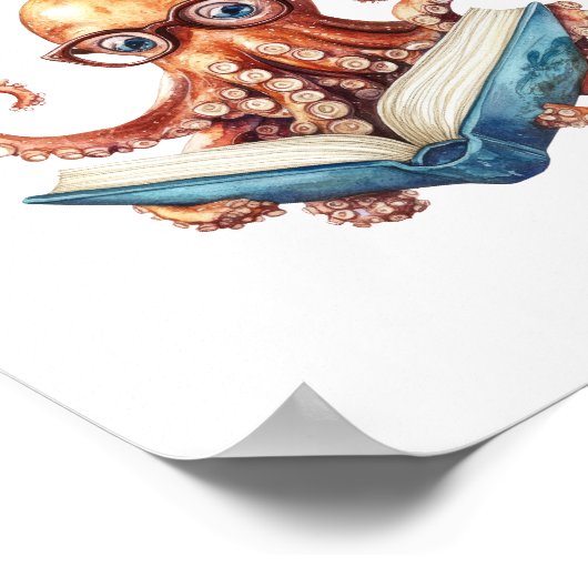Schattigee Octopus Reading Poster Print (Hoek)