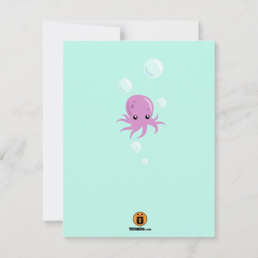 Schattigee Octopus verjaardagsuitnodiging Kaart (Achterkant)